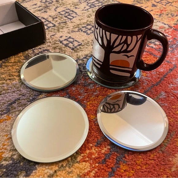 West Elm Mirrored Glass Coasters (set of 4) - Picture 3 of 7